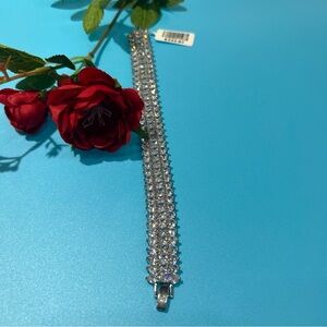 14K White Gold Plated Simulated Diamonds Bracelet for Wedding, Prom,Occasions ..